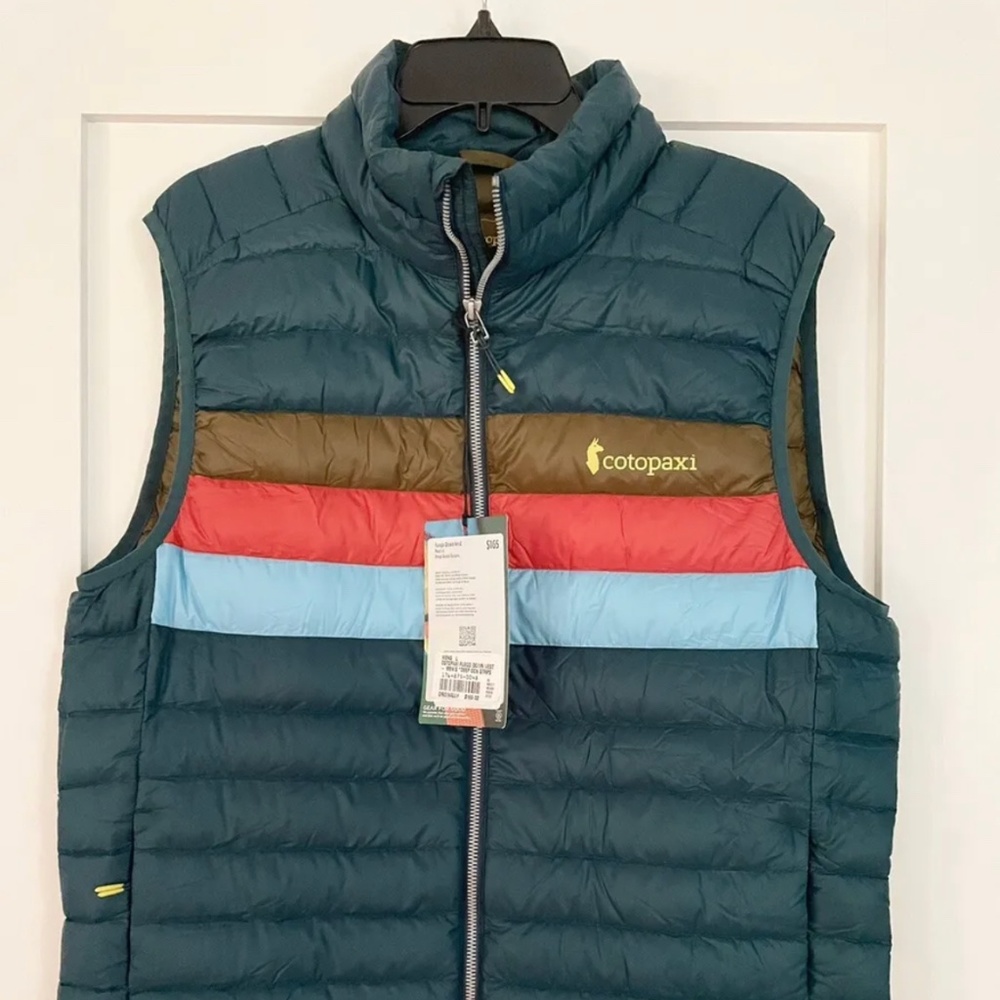 NEW! COTOPAXI Men Fuego Down Vest Jacket—800 Down—OCEAN STRIPES